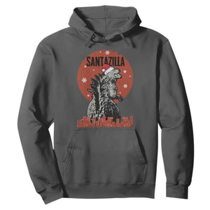 Funny Christmas Santa Godzilla Hoodie Santazilla Japanese Monster TS11 Dark Heather Print Your Wear
