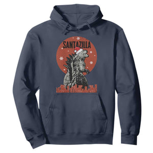 Funny Christmas Santa Godzilla Hoodie Santazilla Japanese Monster TS11 Navy Print Your Wear