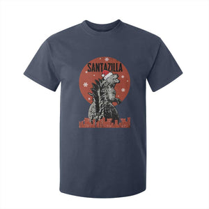 Funny Christmas Santa Godzilla T Shirt For Kid Santazilla Japanese Monster TS11 Navy Print Your Wear