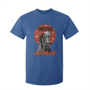 Funny Christmas Santa Godzilla T Shirt For Kid Santazilla Japanese Monster TS11 Royal Blue Print Your Wear