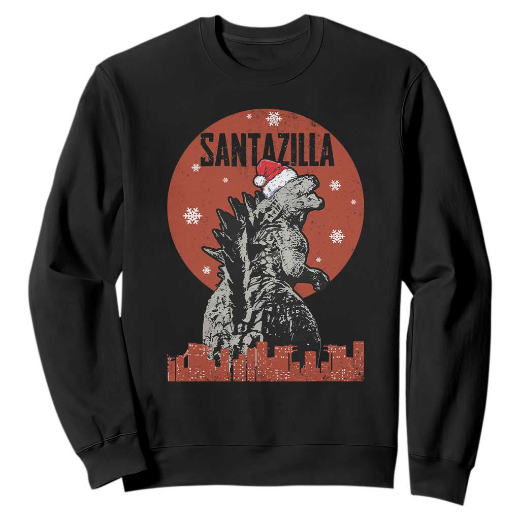 Funny Christmas Santa Godzilla Sweatshirt Santazilla Japanese Monster TS11 Black Print Your Wear