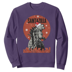 Funny Christmas Santa Godzilla Sweatshirt Santazilla Japanese Monster TS11 Purple Print Your Wear