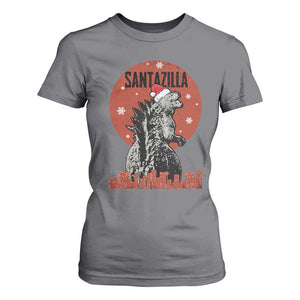 Funny Christmas Santa Godzilla T Shirt For Women Santazilla Japanese Monster TS11 Charcoal Print Your Wear