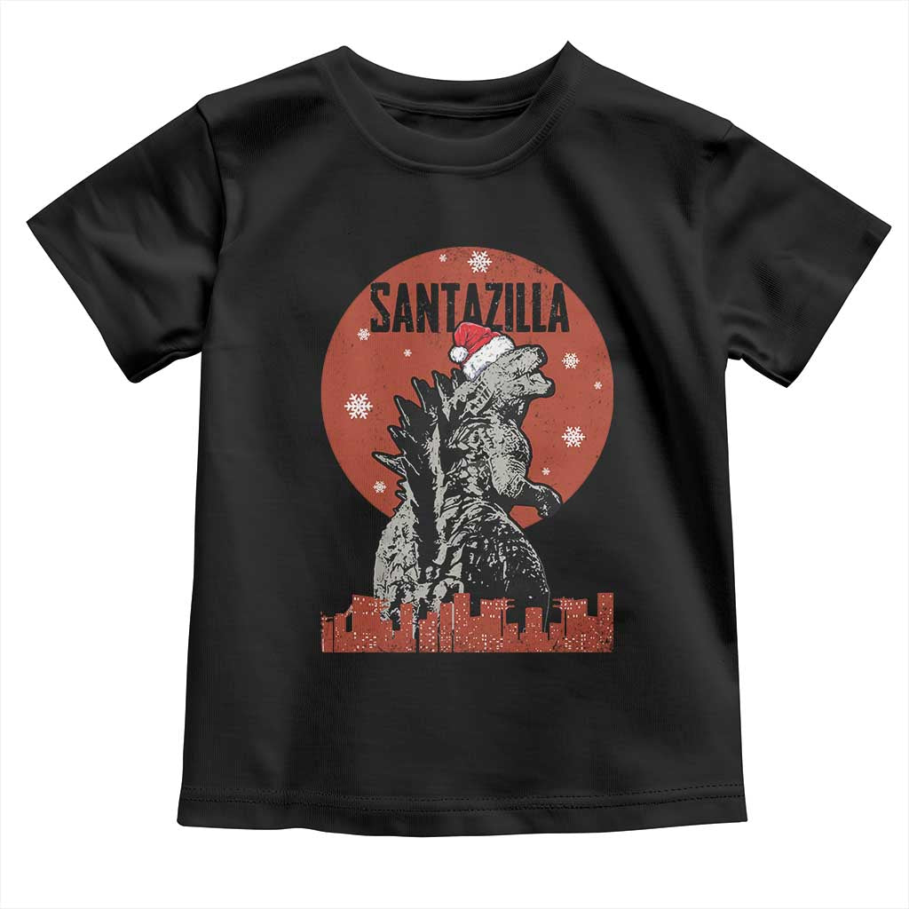 Funny Christmas Santa Godzilla Toddler T Shirt Santazilla Japanese Monster TS11 Black Print Your Wear