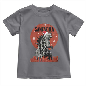 Funny Christmas Santa Godzilla Toddler T Shirt Santazilla Japanese Monster TS11 Charcoal Print Your Wear