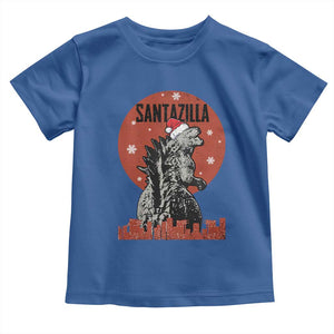 Funny Christmas Santa Godzilla Toddler T Shirt Santazilla Japanese Monster TS11 Royal Blue Print Your Wear