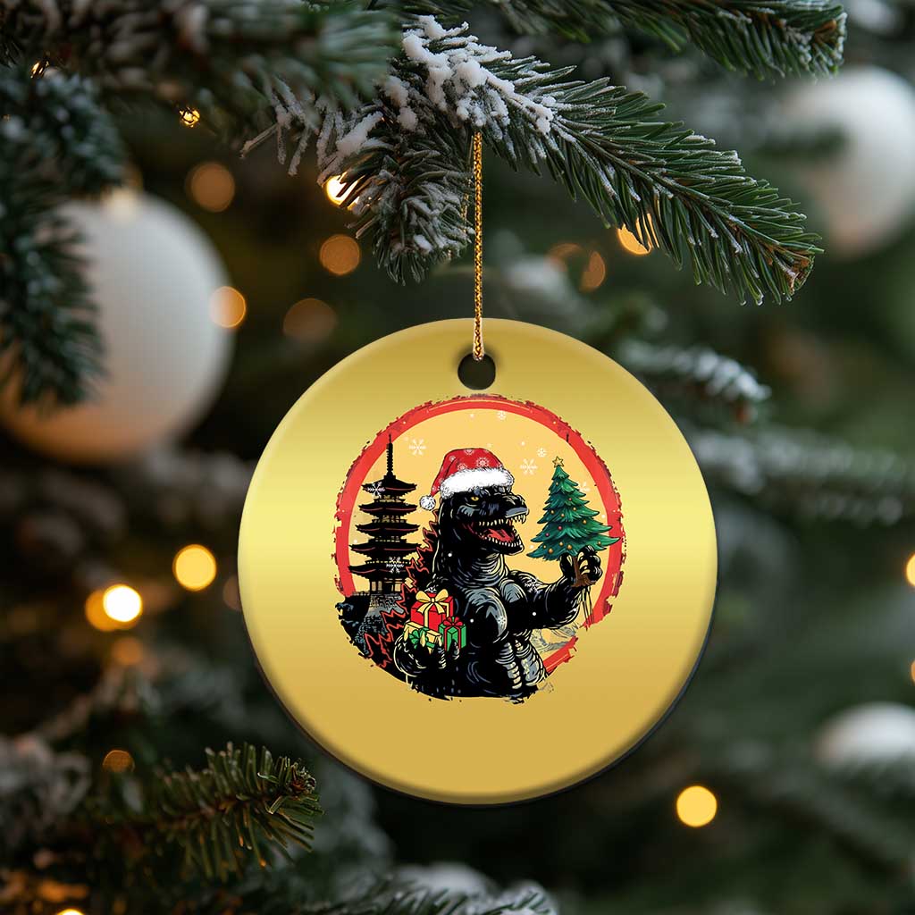 Funny Xmas Santa Godzilla Japanese Monster Christmas Ornament TS11 Print Your Wear