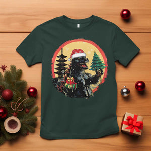 Funny Christmas Santa Godzilla Japanese Monster T Shirt TS11 Dark Forest Green Print Your Wear