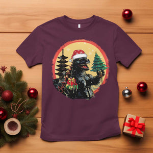 Funny Christmas Santa Godzilla Japanese Monster T Shirt TS11 Maroon Print Your Wear