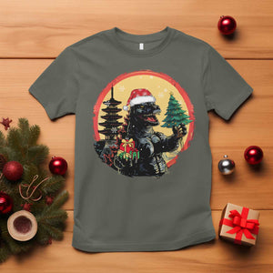 Funny Christmas Santa Godzilla Japanese Monster T Shirt TS11 Military Green Print Your Wear