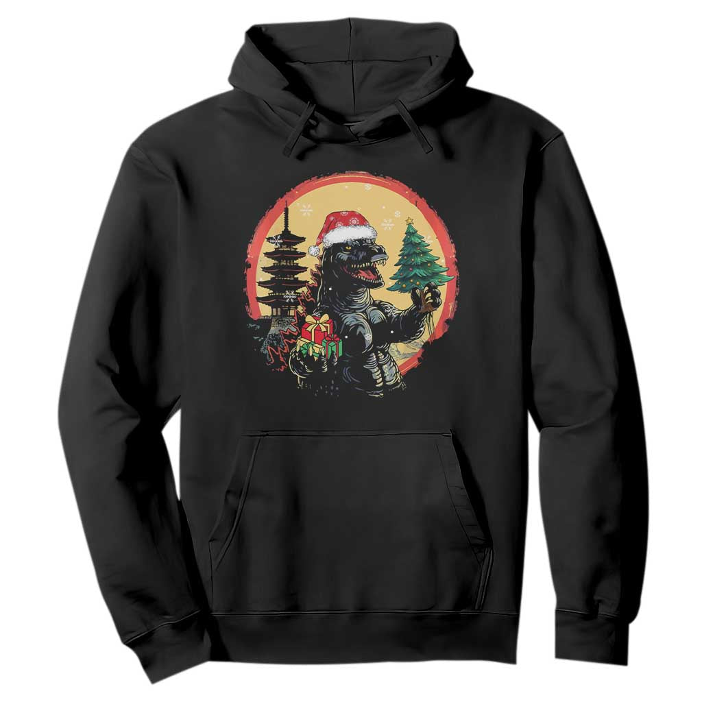 Funny Christmas Santa Godzilla Japanese Monster Hoodie TS11 Black Print Your Wear