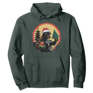 Funny Christmas Santa Godzilla Japanese Monster Hoodie TS11 Dark Forest Green Print Your Wear