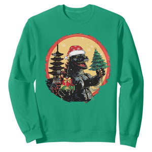 Funny Christmas Santa Godzilla Japanese Monster Sweatshirt TS11 Irish Green Print Your Wear