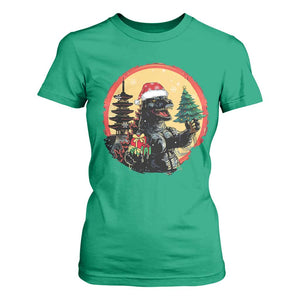 Funny Christmas Santa Godzilla Japanese Monster T Shirt For Women TS11 Irish Green Print Your Wear