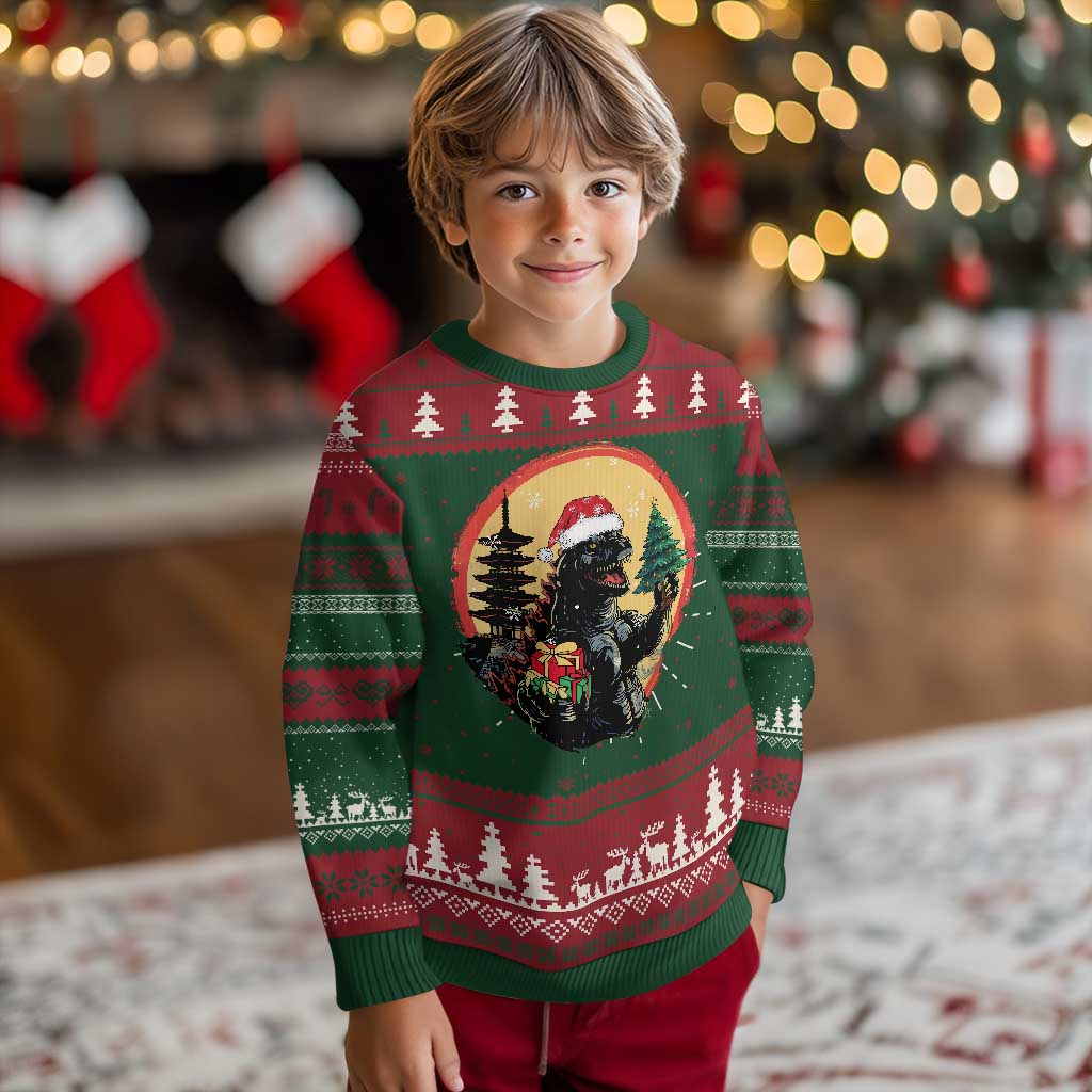 Funny Xmas Santa Godzilla Japanese Monster Ugly Christmas Sweater TS11 Christmas Print Your Wear