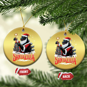 Funny Xmas Santa Godzilla Christmas Ornament Santazilla Tower Xmas Tree TS11 Circle Gold Print Your Wear