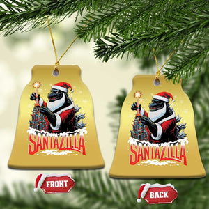 Funny Xmas Santa Godzilla Christmas Ornament Santazilla Tower Xmas Tree TS11 Bell Flake Gold Print Your Wear