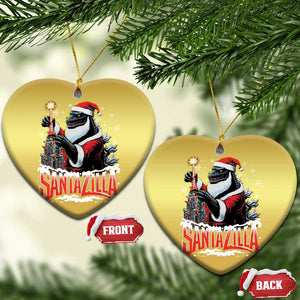 Funny Xmas Santa Godzilla Christmas Ornament Santazilla Tower Xmas Tree TS11 Heart Gold Print Your Wear