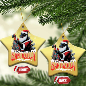 Funny Xmas Santa Godzilla Christmas Ornament Santazilla Tower Xmas Tree TS11 Star Gold Print Your Wear