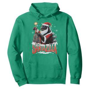 Funny Christmas Santa Godzilla Hoodie Santazilla Tower Xmas Tree TS11 Irish Green Print Your Wear