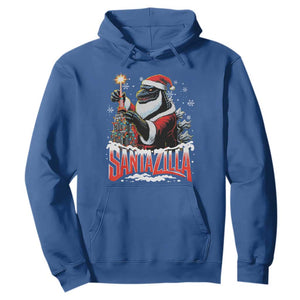 Funny Christmas Santa Godzilla Hoodie Santazilla Tower Xmas Tree TS11 Royal Blue Print Your Wear