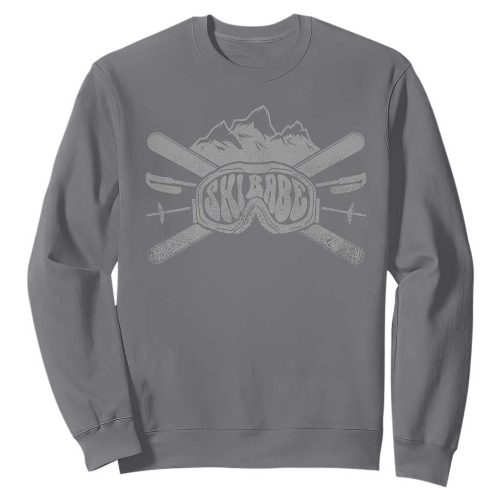 Funny Skiing Sweatshirt Ski Babe Goggles Snow Mountain Winter Sport TS11 Charcoal Print Your Wear