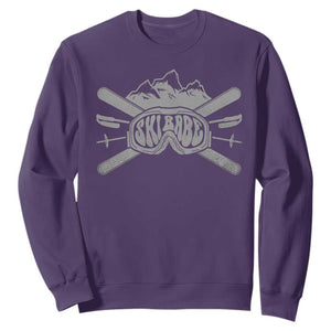Funny Skiing Sweatshirt Ski Babe Goggles Snow Mountain Winter Sport TS11 Purple Print Your Wear