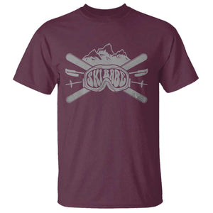 Funny Skiing T Shirt Ski Babe Goggles Snow Mountain Winter Sport TS11 Maroon Print Your Wear