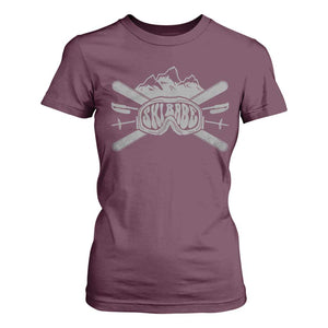 Funny Skiing T Shirt For Women Ski Babe Goggles Snow Mountain Winter Sport TS11 Maroon Print Your Wear