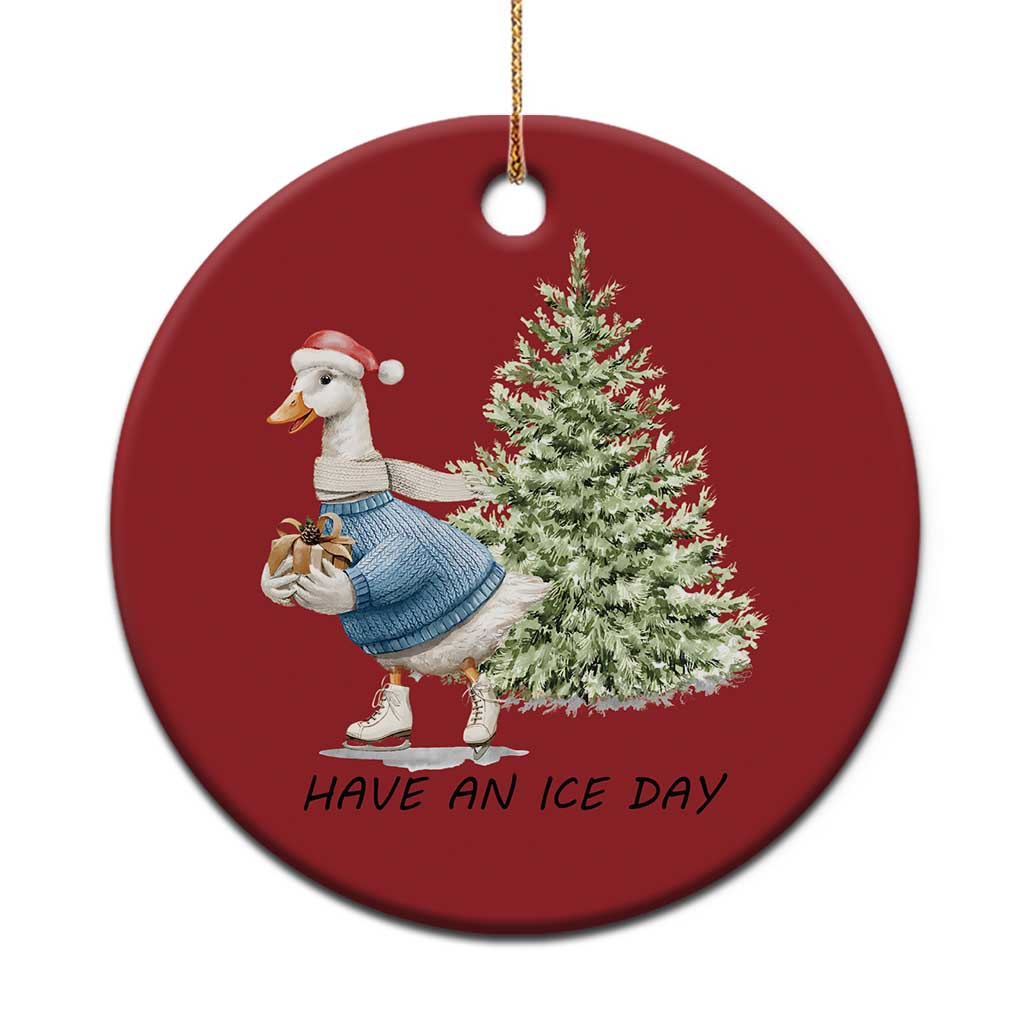 Funny Xmas Ice Skating Christmas Ornament Have An Ice Day Goose Xmas Tree TS11 Print Your Wear
