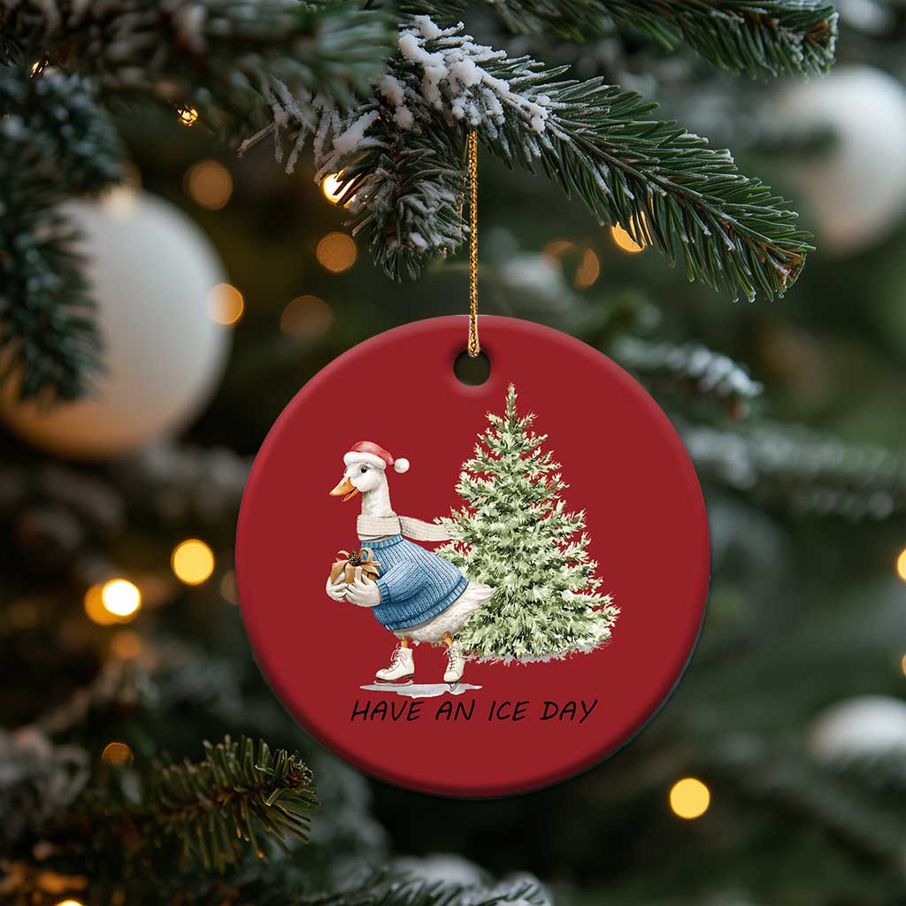 Funny Xmas Ice Skating Christmas Ornament Have An Ice Day Goose Xmas Tree TS11 Print Your Wear
