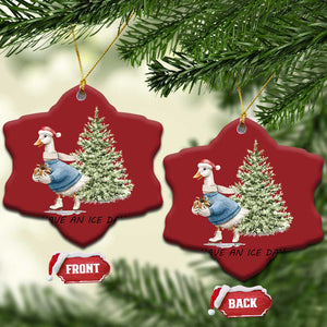Funny Xmas Ice Skating Christmas Ornament Have An Ice Day Goose Xmas Tree TS11 Snow Flake Red Print Your Wear