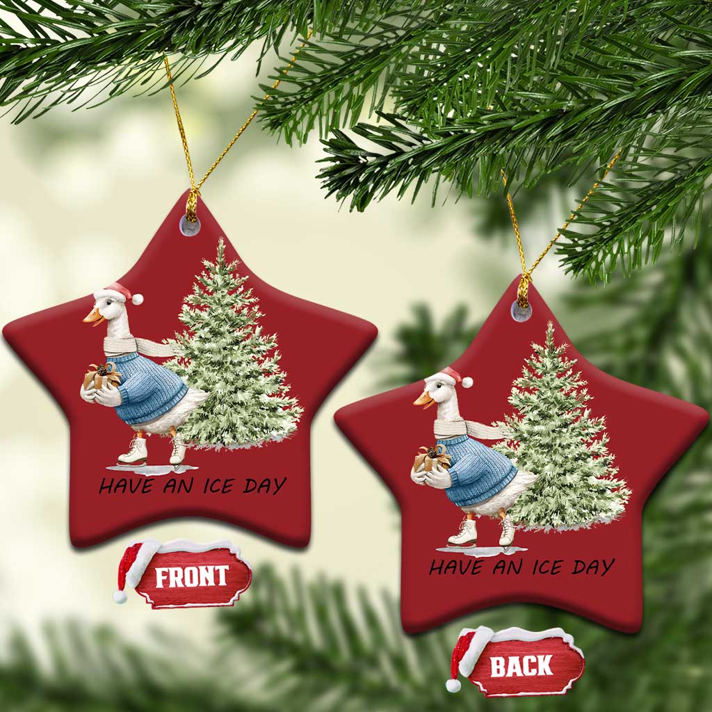 Funny Xmas Ice Skating Christmas Ornament Have An Ice Day Goose Xmas Tree TS11 Star Red Print Your Wear