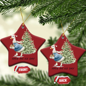 Funny Xmas Ice Skating Christmas Ornament Have An Ice Day Goose Xmas Tree TS11 Star Red Print Your Wear
