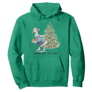 Funny Christmas Ice Skating Hoodie Have An Ice Day Goose Xmas Tree TS11 Irish Green Print Your Wear
