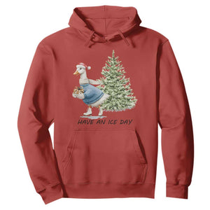 Funny Christmas Ice Skating Hoodie Have An Ice Day Goose Xmas Tree TS11 Red Print Your Wear
