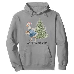 Funny Christmas Ice Skating Hoodie Have An Ice Day Goose Xmas Tree TS11 Sport Gray Print Your Wear