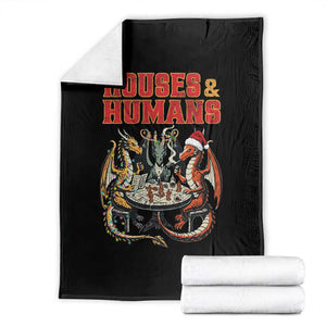 Funny Rpg Christmas Game Throw Blanket Houses And Humans Tabletop Game Xmas Dragon TS11 Black Print Your Wear