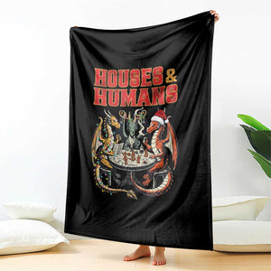 Funny Rpg Christmas Game Throw Blanket Houses And Humans Tabletop Game Xmas Dragon TS11 Print Your Wear