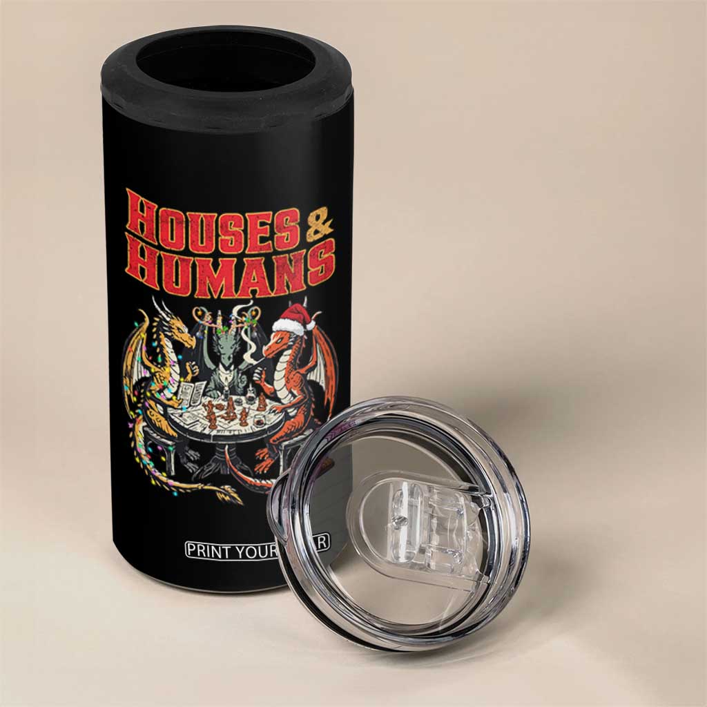 Funny Rpg Christmas Game 4 in 1 Can Cooler Tumbler Houses And Humans Tabletop Game Xmas Dragon TS11 Print Your Wear