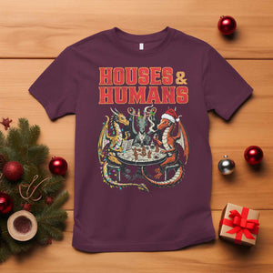 Funny Rpg Christmas Game T Shirt Houses And Humans Tabletop Game Xmas Dragon TS11 Maroon Print Your Wear