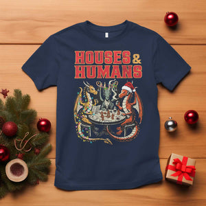 Funny Rpg Christmas Game T Shirt Houses And Humans Tabletop Game Xmas Dragon TS11 Navy Print Your Wear