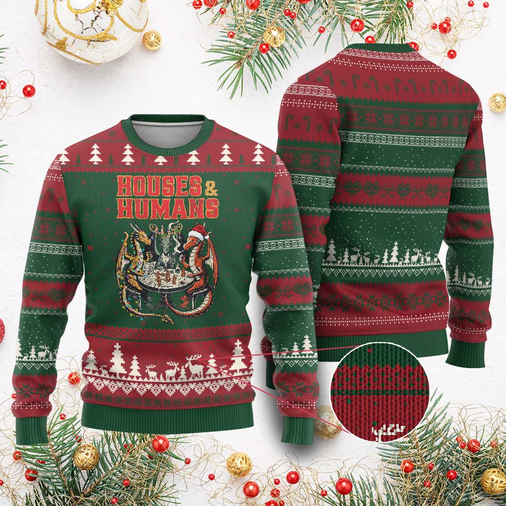 Funny Rpg Xmas Game Ugly Christmas Sweater Houses And Humans Tabletop Game Xmas Dragon TS11 Red Green Print Your Wear