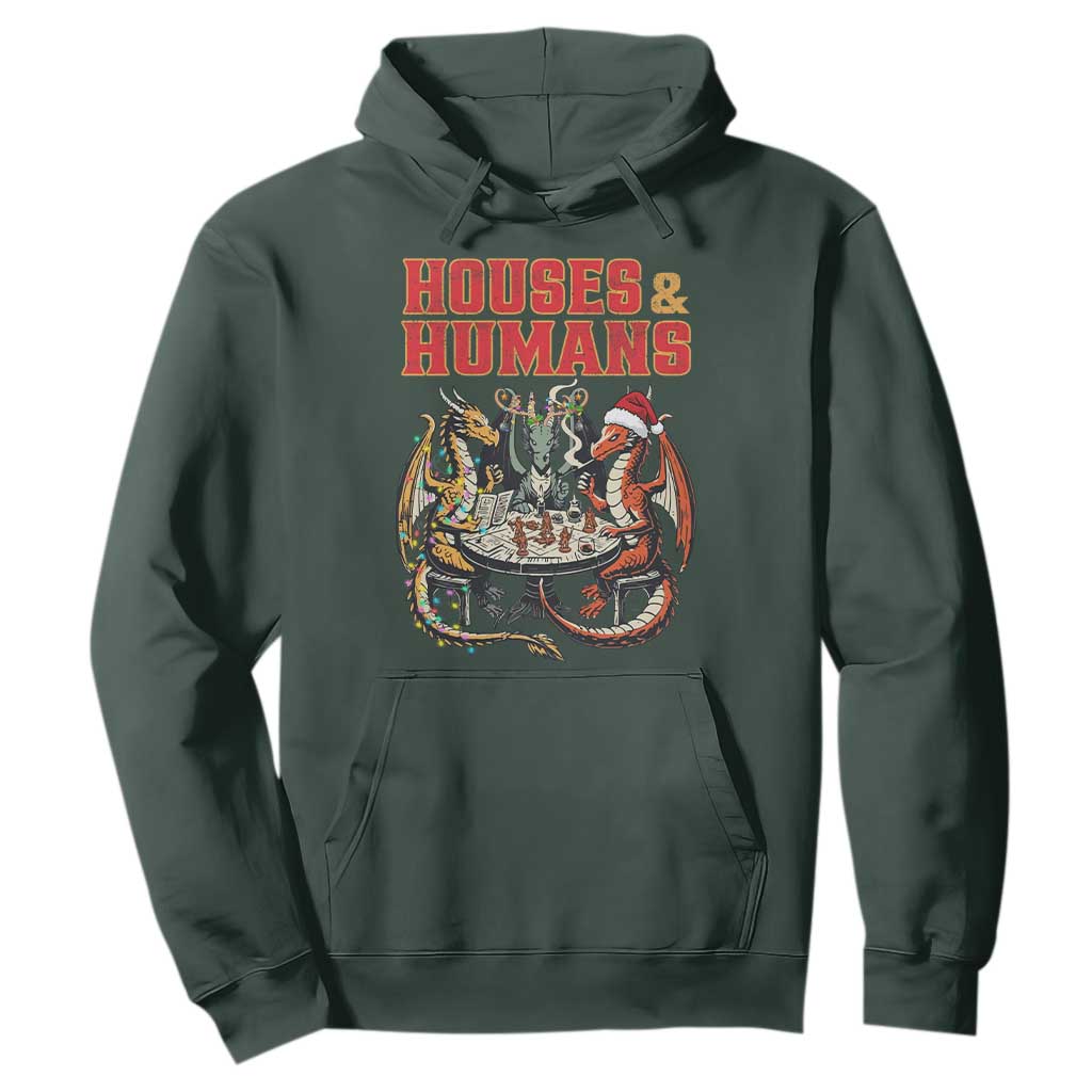 Funny Rpg Christmas Game Hoodie Houses And Humans Tabletop Game Xmas Dragon TS11 Dark Forest Green Print Your Wear