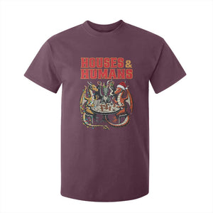 Funny Rpg Christmas Game T Shirt For Kid Houses And Humans Tabletop Game Xmas Dragon TS11 Maroon Print Your Wear
