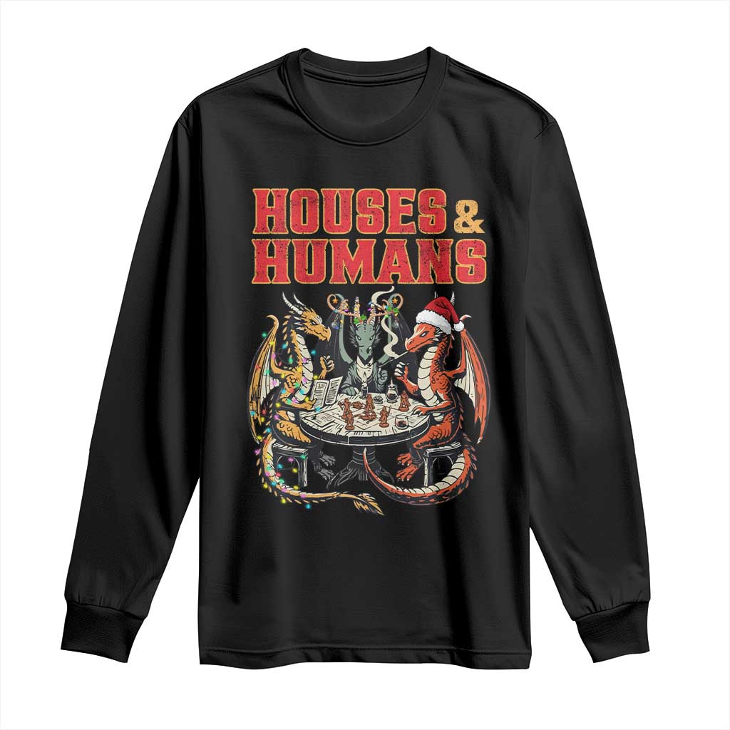 Funny Rpg Christmas Game Long Sleeve Shirt Houses And Humans Tabletop Game Xmas Dragon TS11 Black Print Your Wear