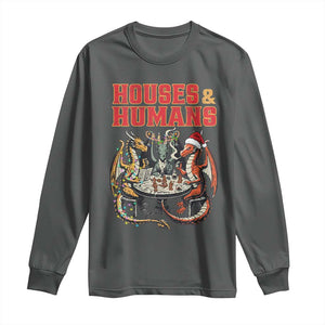 Funny Rpg Christmas Game Long Sleeve Shirt Houses And Humans Tabletop Game Xmas Dragon TS11 Dark Heather Print Your Wear