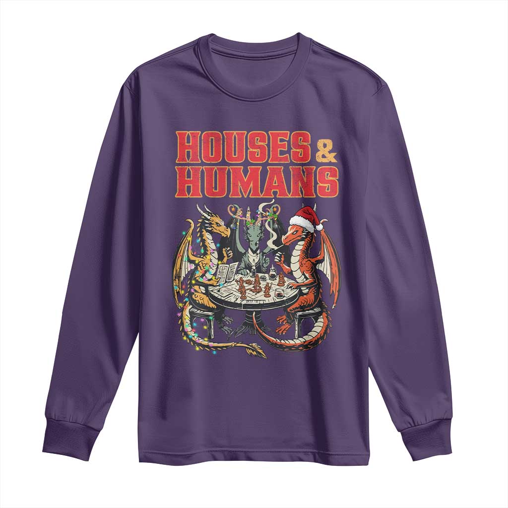 Funny Rpg Christmas Game Long Sleeve Shirt Houses And Humans Tabletop Game Xmas Dragon TS11 Purple Print Your Wear