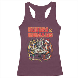 Funny Rpg Christmas Game Racerback Tank Top Houses And Humans Tabletop Game Xmas Dragon TS11 Maroon Print Your Wear