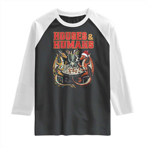 Funny Rpg Christmas Game Raglan Shirt Houses And Humans Tabletop Game Xmas Dragon TS11 Black White Print Your Wear